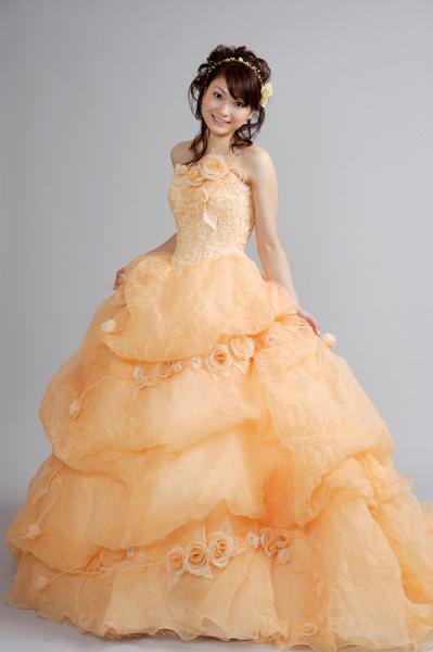 カラードレス オレンジ オリジナルウェディングドレス レンタル衣装 アトリエ ルーチェ