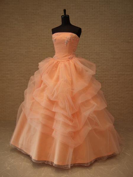 カラードレス サーモンピンク オリジナルウェディングドレス レンタル衣装 アトリエ ルーチェ