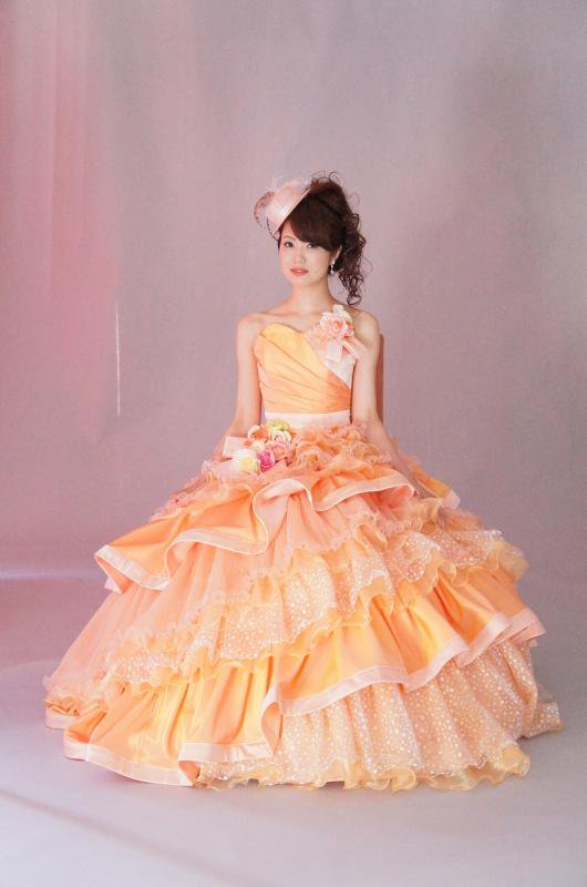 カラードレス ｵﾚﾝｼﾞ - オリジナルウェディングドレス・レンタル衣装 アトリエ ルーチェ