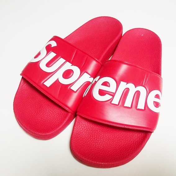 supreme flip flops red