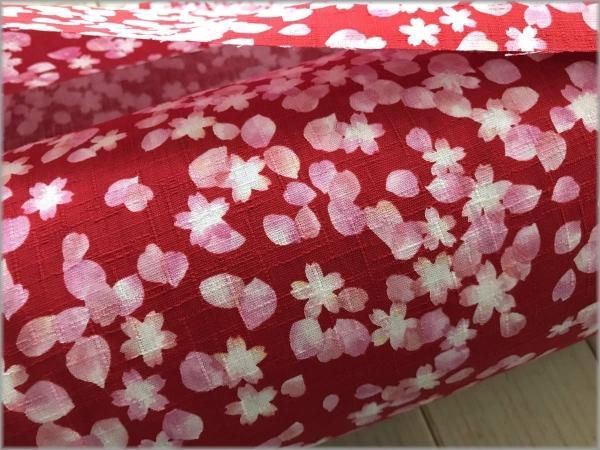 ドビー 生地 桜さくら 花びら 和調 Red Pink 1c 生地通販 マーブルマーケット