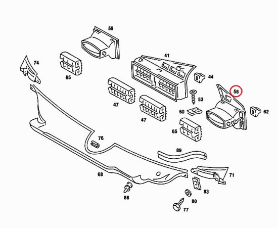 W201 190クラス 左ハンドル車用 左エアコン吹き出し口 2018301154