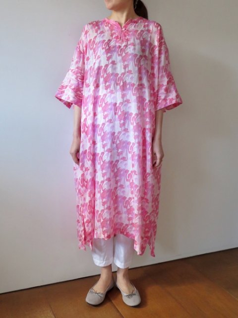 Flamingo Hand Print Wide Dress - rallye / margot Online Store