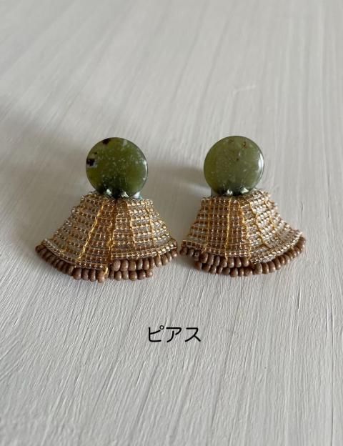 tamas ビーズ装飾ひし形イヤリング ビーズ織りのひし形イヤリング | まきのや