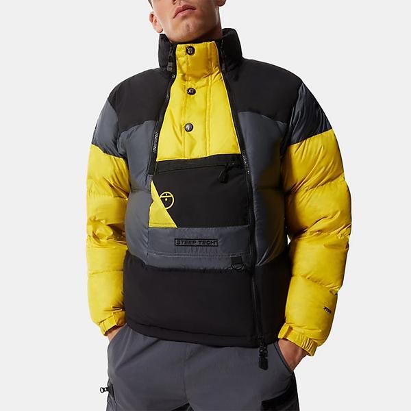 海外限定☆THE NORTH FACE MENS STEEP TECH DOWN JACKET YELLOW/GREY ...