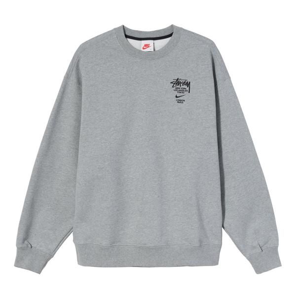 STUSSY x NIKE NRG ZR CREW FLEECE GREY HEATHER CREW NECK SWEAT L 