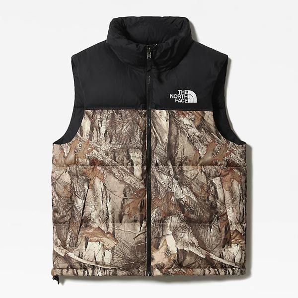 海外限定☆THE NORTH FACE MENS 1996 RETRO NUPTSE VEST KELP TAN FOREST FLOOR PRINT  LEAF CAMO DOWN GILET ノースフェイス レトロ ヌプシベスト ジレ 枯葉柄 メンズ ダウンベスト リーフカモ 迷彩 カモフラ )