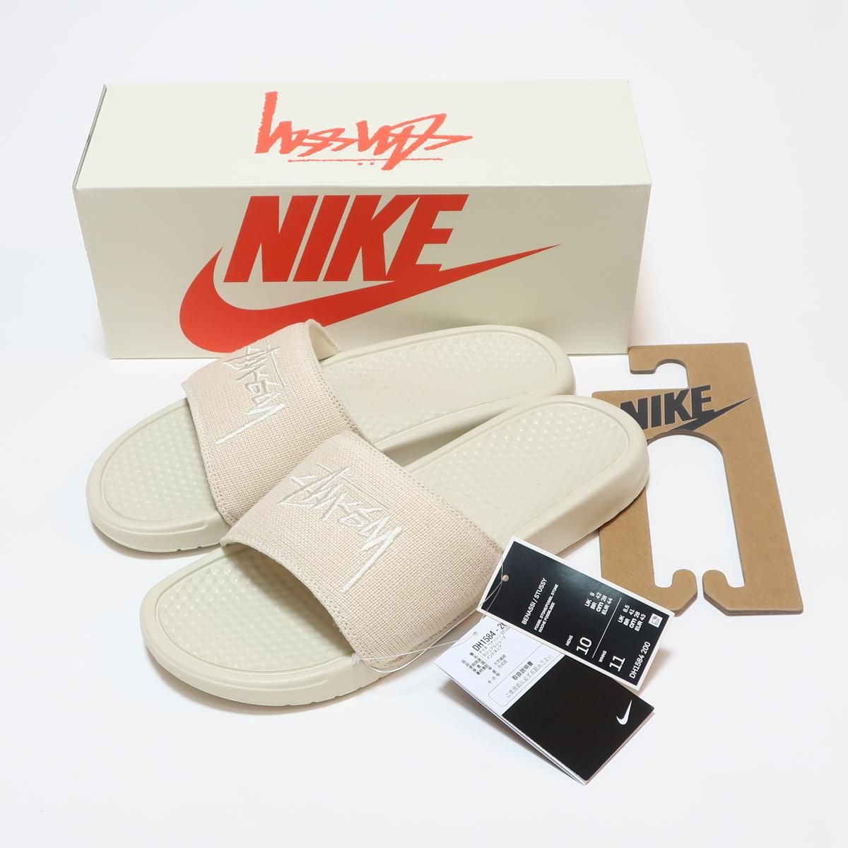 22SS STUSSY x NIKE BENASSI SLIDE SANDALS FOSSIL STONE