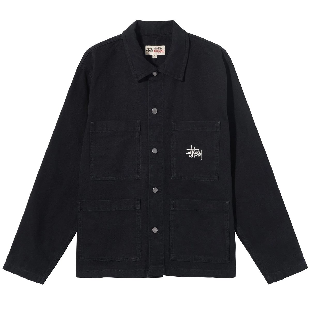 22SS STUSSY CANVAS CHORE JACKET BLACK ( ステューシー キャンバス チョア ジャケット ブラック 黒  カバーオール )