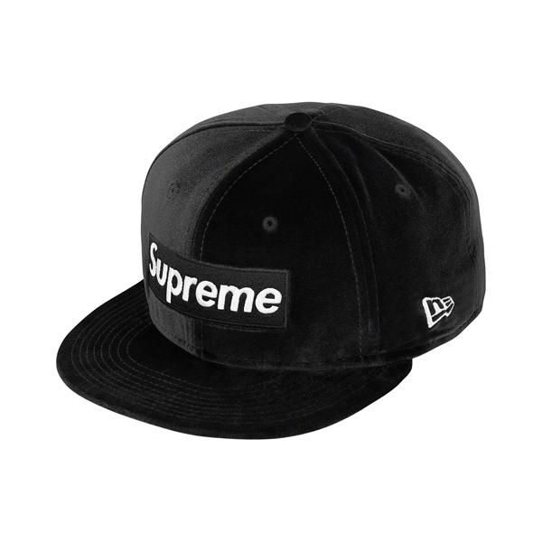 22FW Supreme Velour Box Logo New Era Black ( シュプリーム ベロア