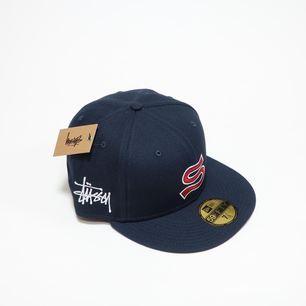 新品☆stussy NEW ERA ビッグロゴ刺繍 キャップ 黒 ステューシー 