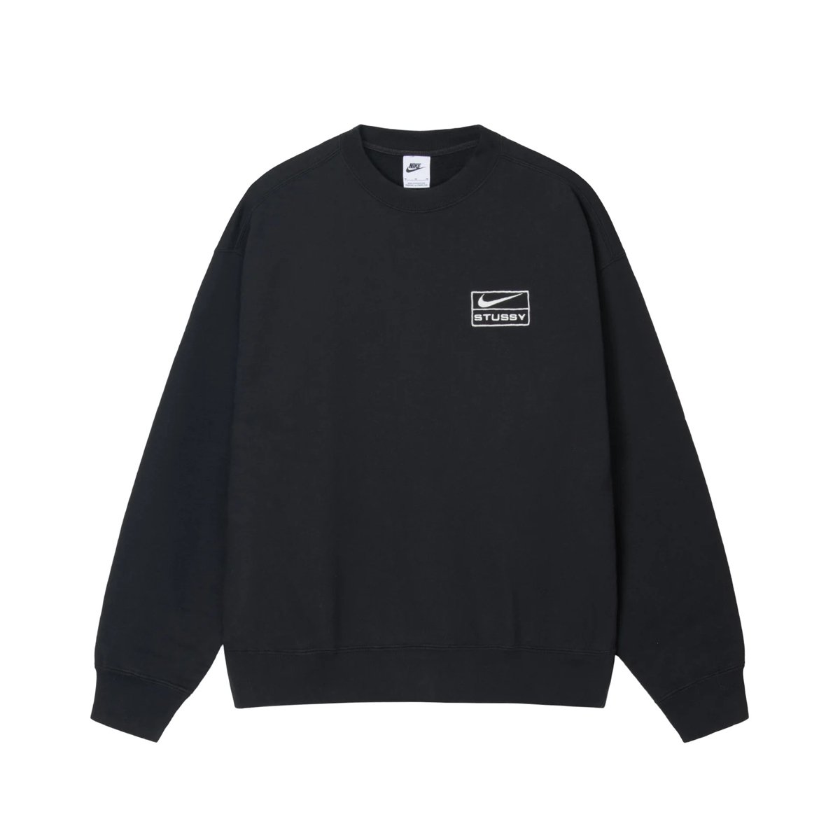 STUSSY x NIKE STONE WASH FLEECE CREW BLACK ( ステューシー x ナイキ コラボ ストーンウォッシュ  フリース クルーネック スウェット ブラック 黒 )