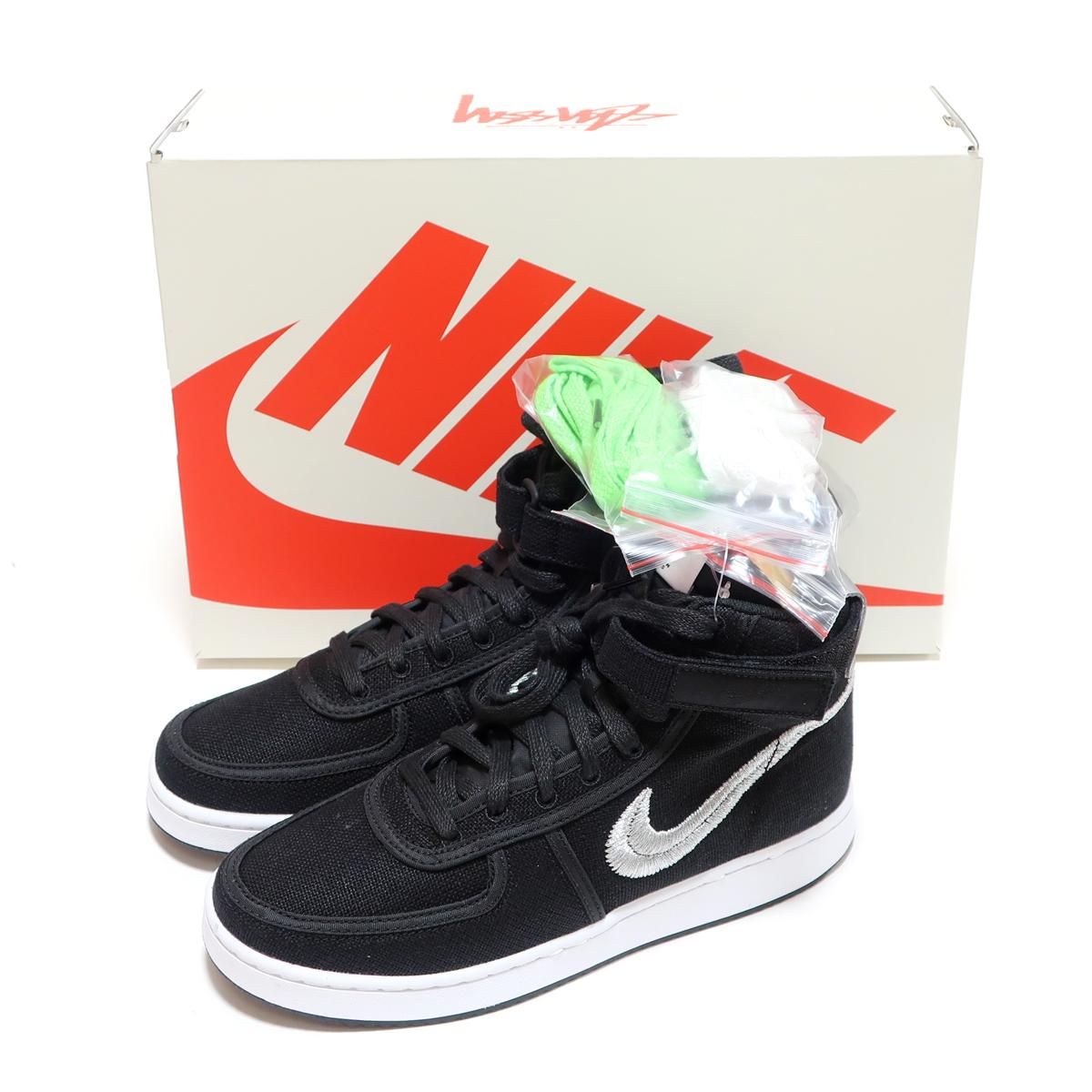 レディースサイズ☆STUSSY x NIKE VANDAL HIGH SP BLACK/METALLIC