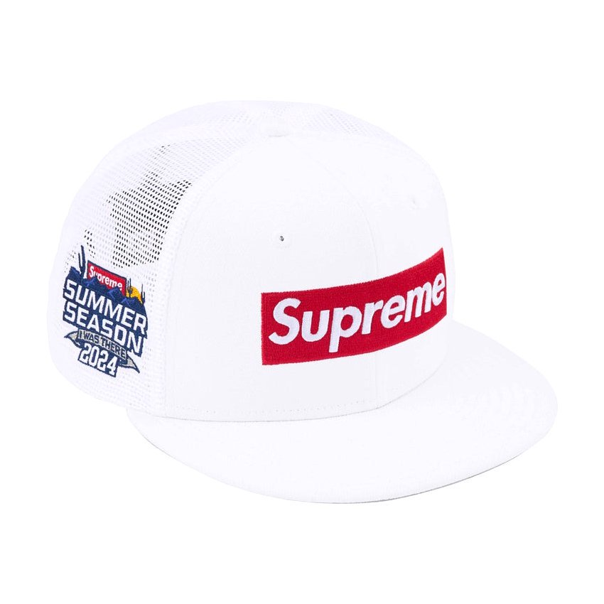 24SS Supreme Box Logo Mesh Back New Era White ( シュプリーム ボックスロゴ メッシュ バック  ニューエラ キャップ ホワイト 白赤 )