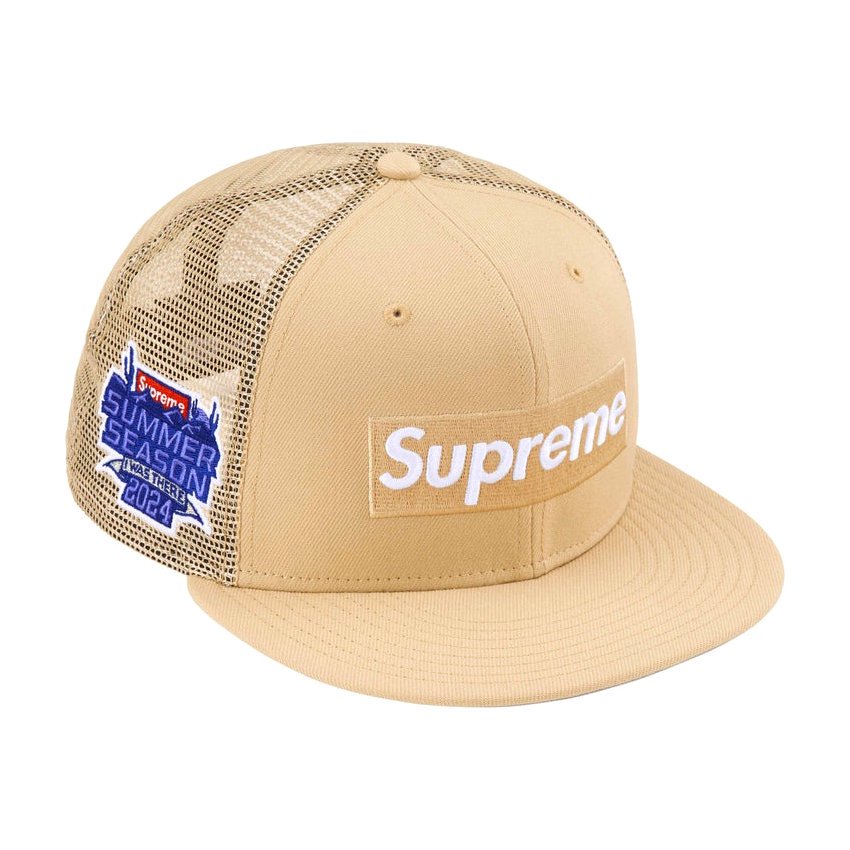 24SS Supreme Box Logo Mesh Back New Era Light Gold ( シュプリーム ボックスロゴ メッシュ バック  ニューエラ キャップ ライトゴールド ベージュ )