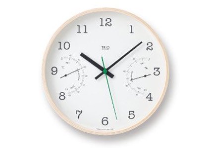 レムノス時計　TRIO　温湿度計付時計　ホワイト