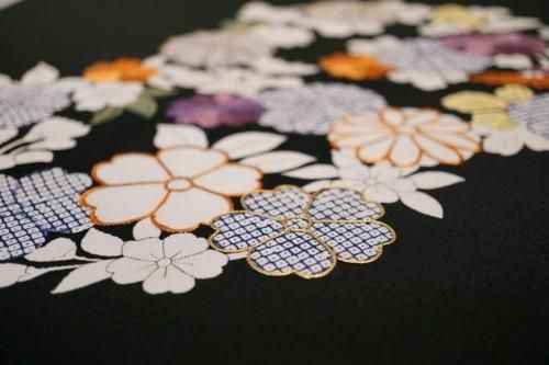 春秋冬着用シーン着物だいやす 249■名古屋帯■紬　絞染　染め帯　刺繍　丸文　潤朱色【正絹】【仕立て上がり帯】