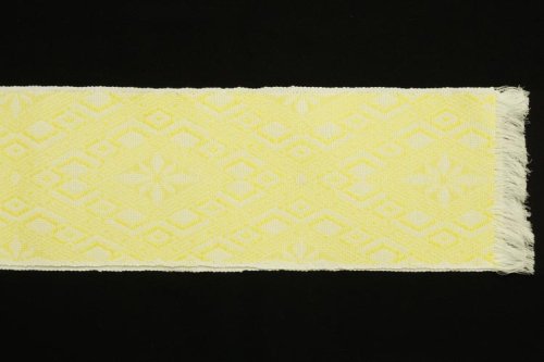 透かし織 半幅帯（檸檬色×白）