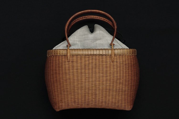 タイ製竹籠バッグ（スクエア・渋紙色） - きもの おがわ屋