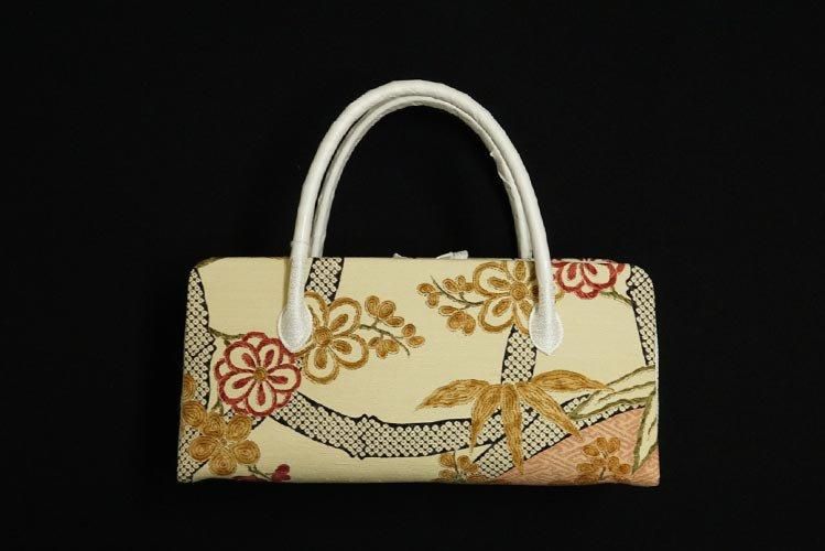 多ち花 摺り型友禅 染 あおりバッグ（松竹梅） - きもの おがわ屋