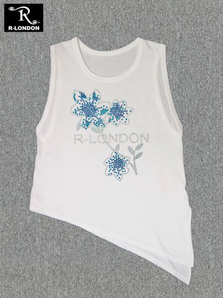 【REJINA PYO】BLUE floral アシンメトリー トップ袖丈63cm