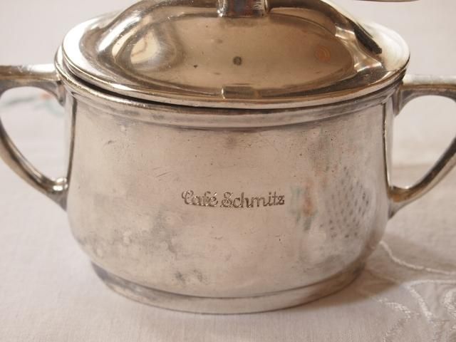 ホテル仕立てのトング付きシルバーシュガーポット - アンティーク食器