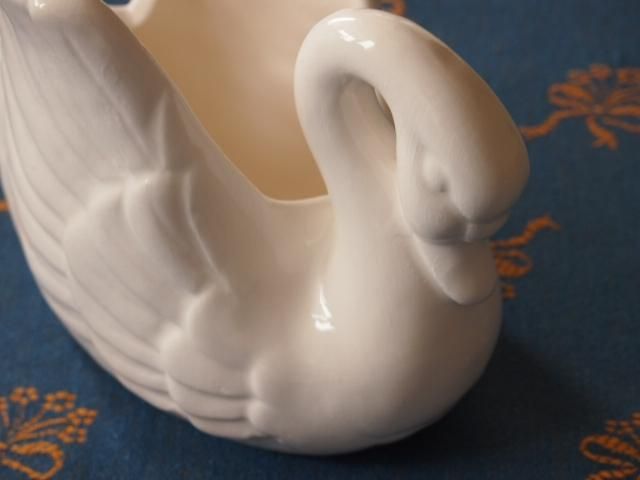 Vintage ceramic pink swan flower vase/ビンテージ 陶器 スワン