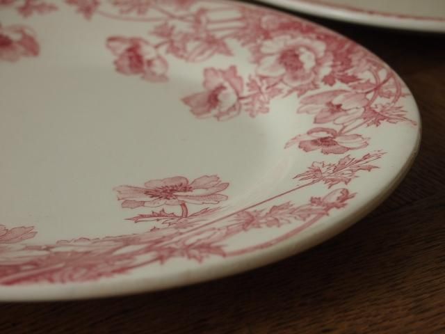 ピンクのアネモネデザートプレート a - アンティーク食器と雑貨