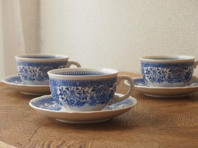 Villeroy&Bochマナーハウスが見える花柄C&S（ブルー） - アンティーク