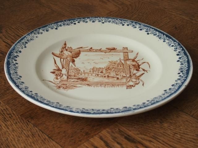 青白い風景画の陶器平皿 安く 買う 方法キッチン・日用品・その他 - Johnson bro'青白い