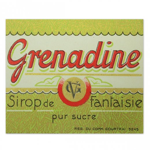 フランス　ヴィンテージ　シロップラベル【Grenadine sirop de fantaisie】 - フランス雑貨・輸入雑貨『Zakka  MiniMini』| フレンチガーリー 海外輸入雑貨のお店 | かわいい雑貨 | 蚤の市 | アンティーク