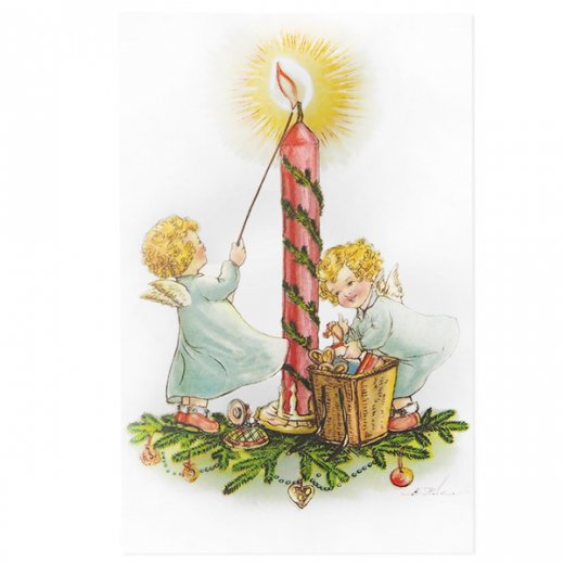フランス クリスマス ポストカード 天使とキャンドル （Anges et bougies）【画像1】