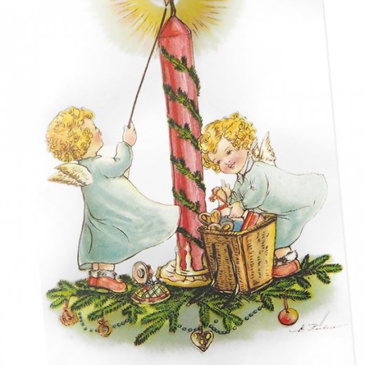 フランス クリスマス ポストカード 天使とキャンドル （Anges et bougies）【画像2】