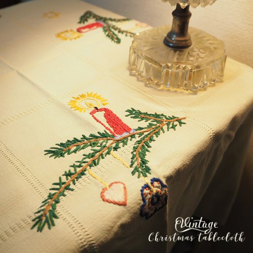 ドイツ ヴィンテージ クリスマス テーブルクロス ステッチ刺繍