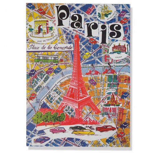 フランス ポストカード（エッフェル塔とパリの地図) | フランスの国旗とカラフルなパリのマップが描かれた可愛いポストカード -  フランス雑貨・輸入雑貨『Zakka MiniMini』| フレンチガーリー 海外輸入雑貨のお店 | かわいい雑貨 | 蚤の市 | アンティーク