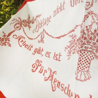 送料無料】ベルギー 1900年代 アンティーク クロスステッチ 手刺繍 motto バナー