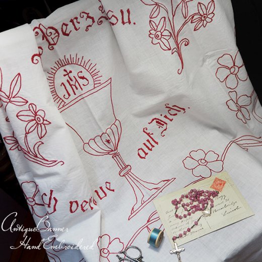 ロングワンピース/マキシワンピース珍しい  刺繍シャツ 麻 年1920 handmade