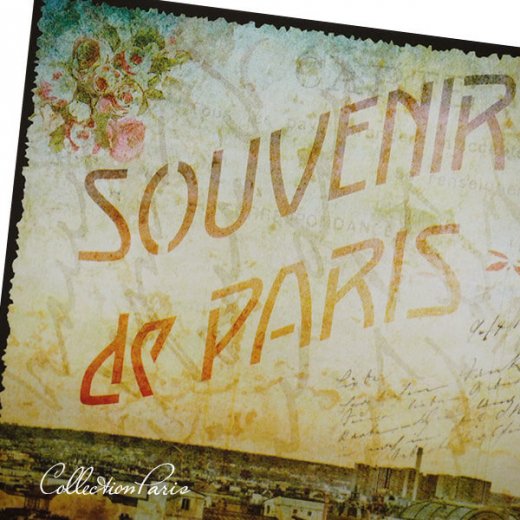フランス ポストカード エッフェル塔 パリの街並 バラ（souvenir de paris)