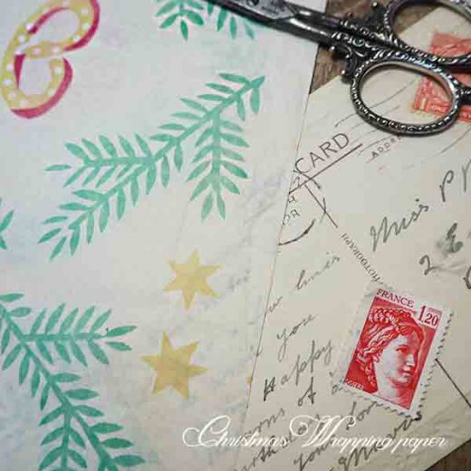 ドイツ クリスマス ヴィンテージ ラッピング包装紙 52×69cm【星と