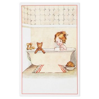 フランス ポストカード/挿絵系 フランス ポストカード  お風呂 ベア 女の子（Un bain）