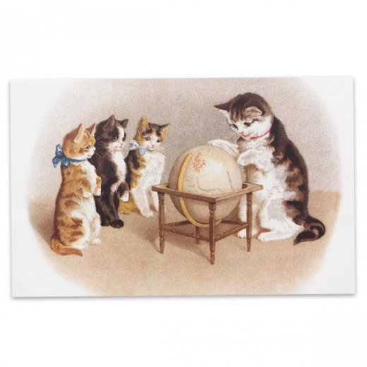 フランス ポストカード 猫 キャット 地球儀 （un globe terrestre）- 海外 絵葉書 ・ 輸入雑貨 Zakka MiniMini