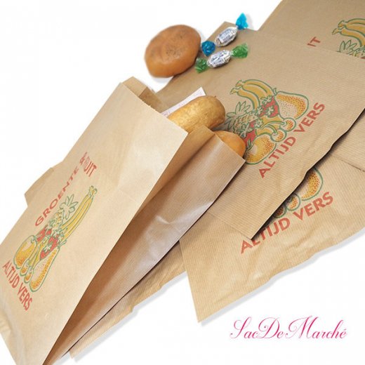 マルシェ袋 オランダ 海外市場の紙袋 Lサイズ （野菜とフルーツ）５枚