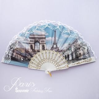 フランス直輸入！お土産 スーベニア エッフェル塔柄 扇子【Girly】