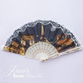 フランス直輸入！お土産 スーベニア エッフェル塔柄 扇子【Girly】