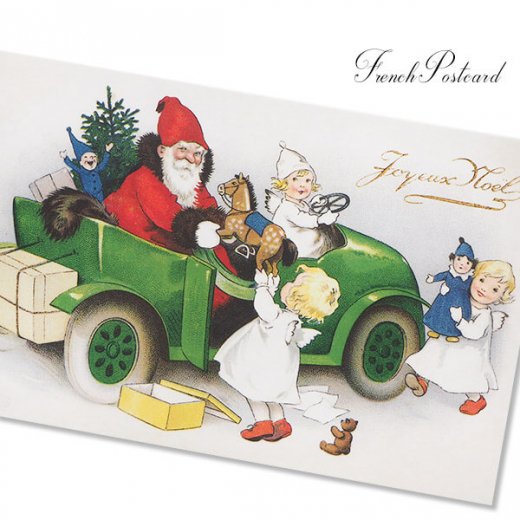 フランス クリスマス ポストカード 天使 サンタクロース プレゼント（Joyeux Noel P）- 海外 絵葉書 ・ 輸入雑貨 Zakka  MiniMini