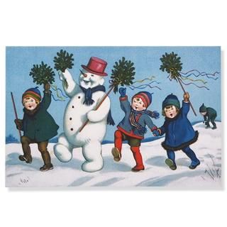 フランス クリスマス ポストカード スノーマン 雪だるま