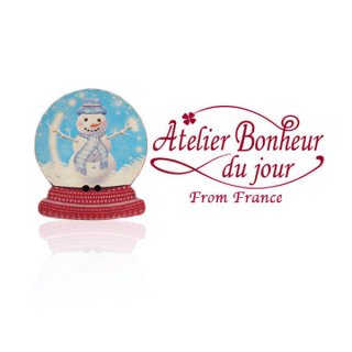 輸入 木製ボタン クリスマス フランス輸入ボタン アトリエ・ボヌール・ドゥ・ジュール【クリスマス・スノードーム雪だるま】