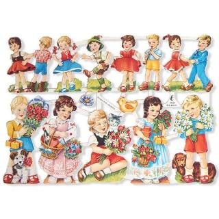 ドイツ クロモス【M】花と幼子 B- ドイツ クロモス 輸入雑貨