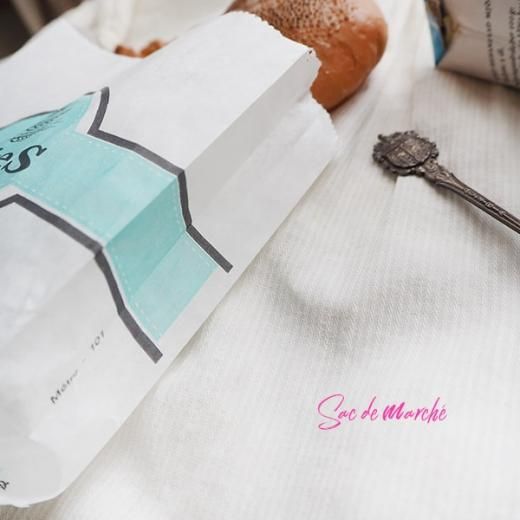 No.48 フランス マルシェ袋 ボンボン袋 マルシェ袋 フランス 海外市場の紙袋（Delices・Light blue）5