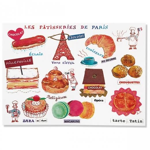 フランス ポストカード エッフェル塔 マカロン スイーツ Les Patisseries De Paris フランス雑貨 輸入雑貨 Zakka Minimini